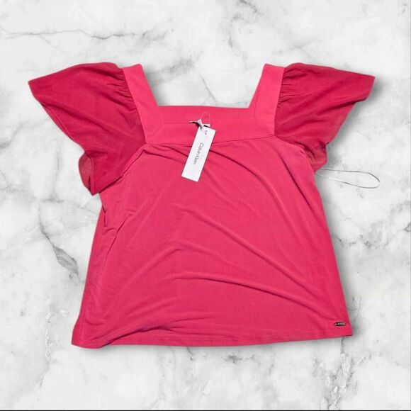 Calvin Klein Size Large Pink Short Sleeve Shirt - Picture 1 of 2